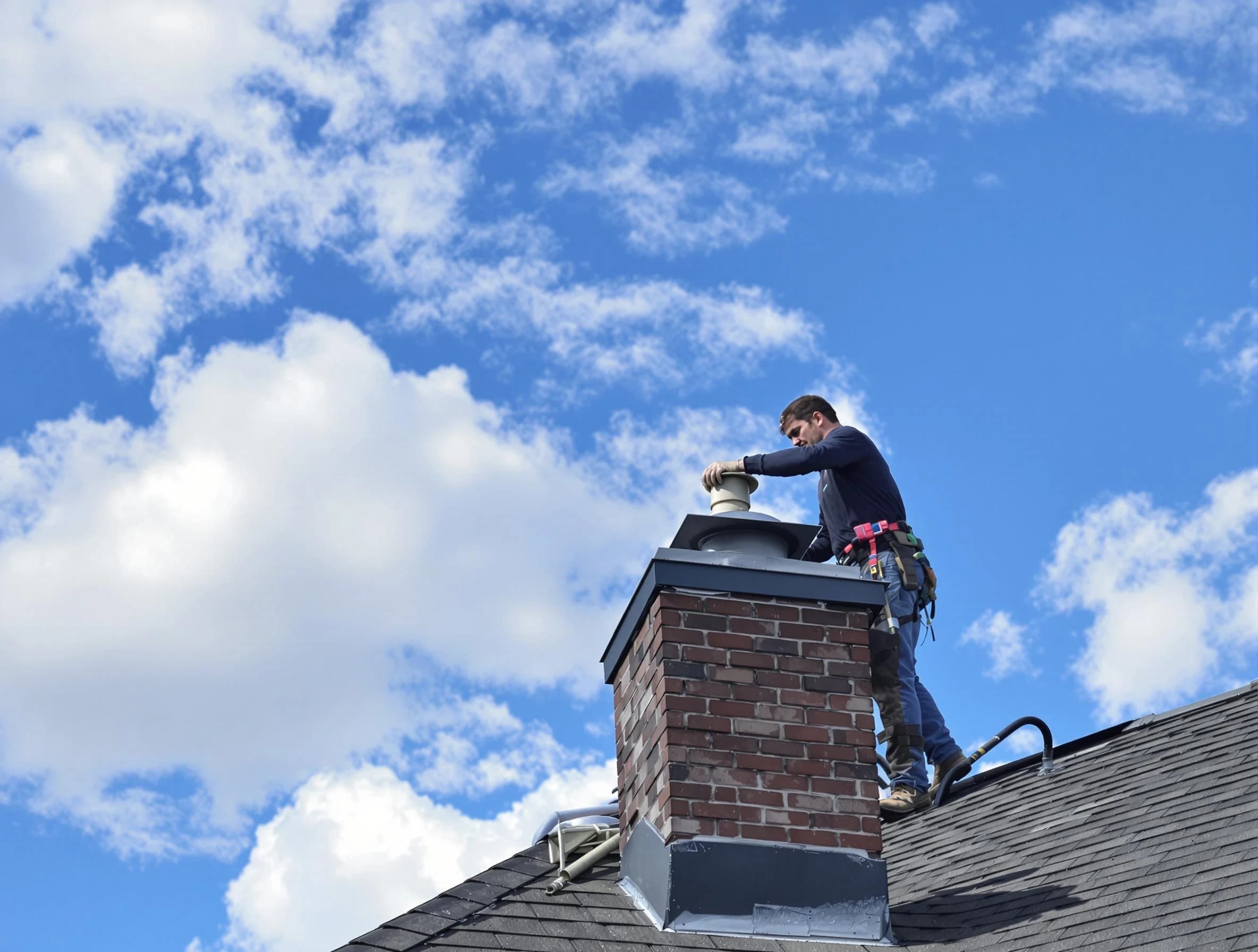 Edison Chimney Sweep installing a sturdy chimney cap in Edison, NJ