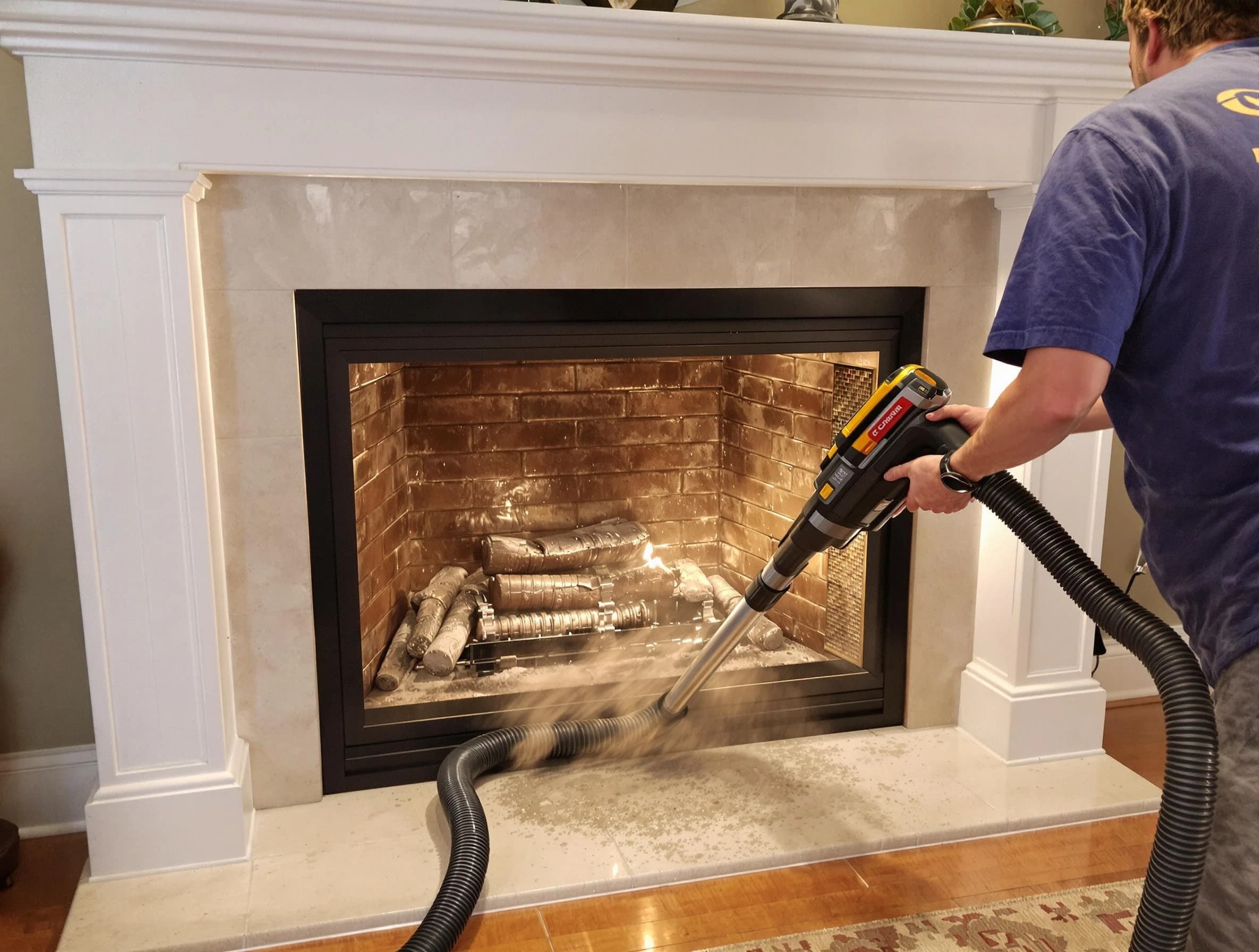 Fireplace cleaning performed by Edison Chimney Sweep in Edison, NJ